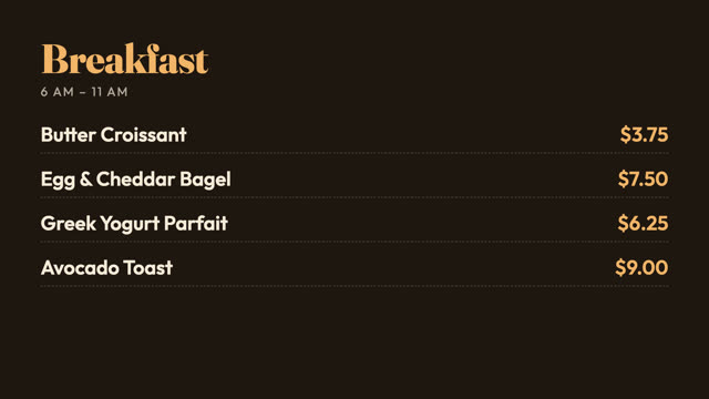 Breakfast menu template preview