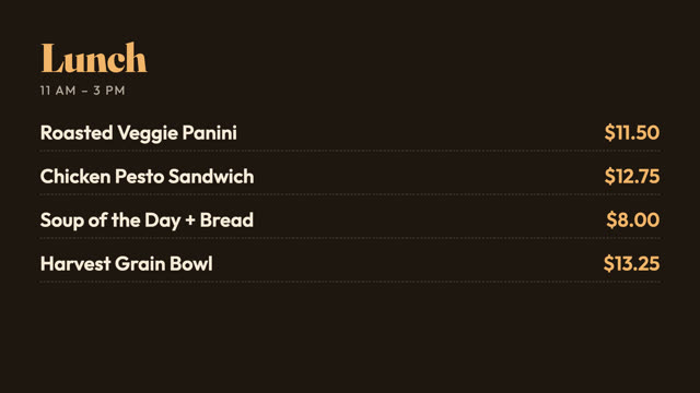 Lunch menu template preview